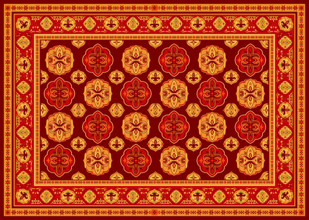 Vintage persian floor carpet vector illustration. Pattern carpet ornament and decoration